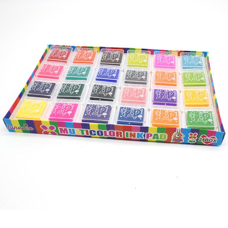 3x3cm Kids' Finger Paint Ink Pad Set, 24 Colors for DIY Painting