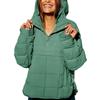 Autumn Winter Solid Color Padded Jacket For Women Fashion Pockets Long Sleeves Hooded Pullovers Japanese And Korean Casual Coats