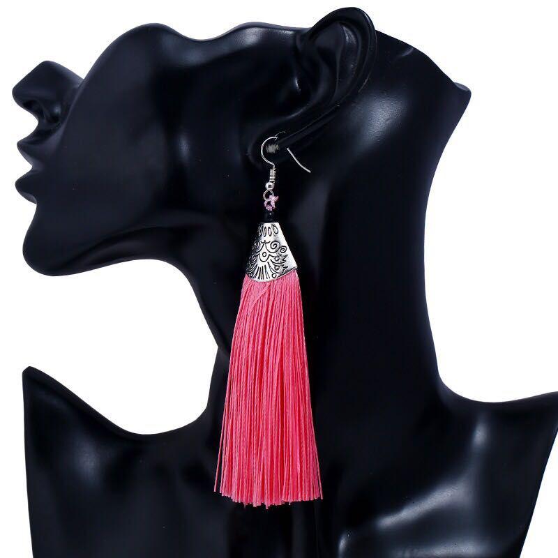 LOVBEAFAS Ethnic Fringe Tassel Long Earring Beads Statement Brinco Dangle Drop Earrings For Women Fashion Jewelry Bijoux Femme