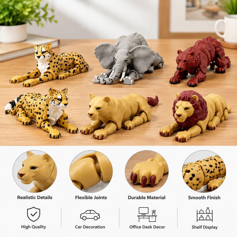 Movable Joints Wild Animal Toy Realistic Articulated Animal Figure Animal Figurine Home Decoration