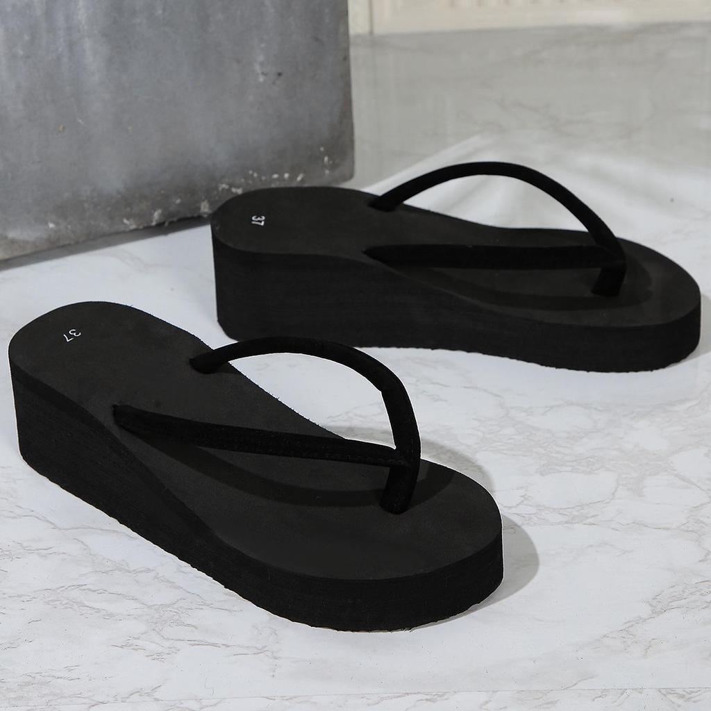 2025 Women's Platform High Heel Wedge Beach Thong Sandals for Petite Height Increase