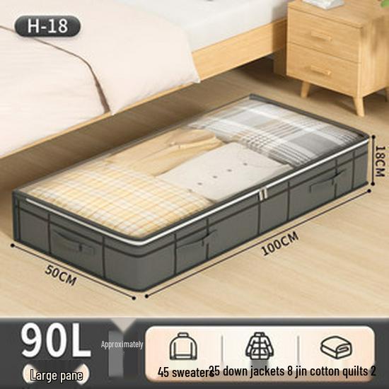 Large Capacity Cotton Quilt Storage Bag with Transparent Window - Ideal for Clothes & Household Items