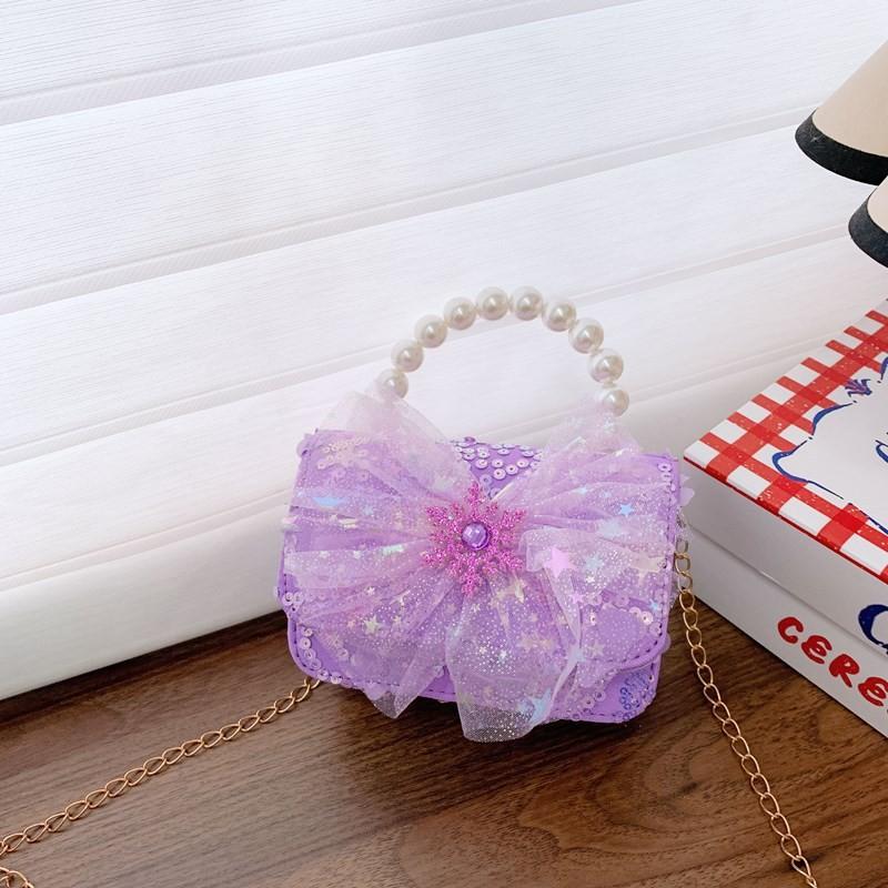 Snowflake Frozen Pattern Childrens Small Crossbody Bag With Material Sequin