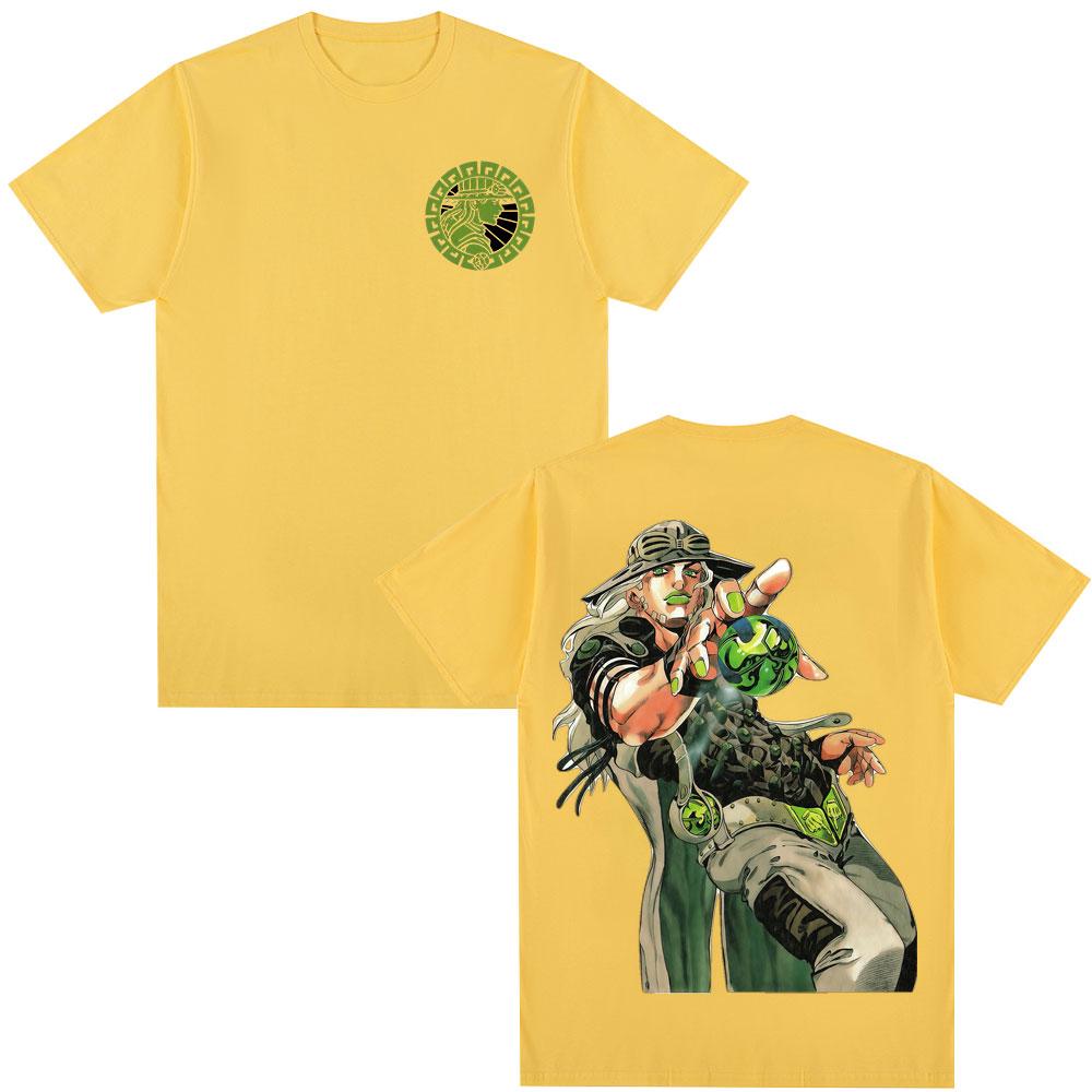 Anime JoJo Bizarre Adventure STEEL BALL RUN Gyro Zeppeli T Shirts Unisexs Clothing Harajuku Casual Cotton Short Sleeves Tshirts