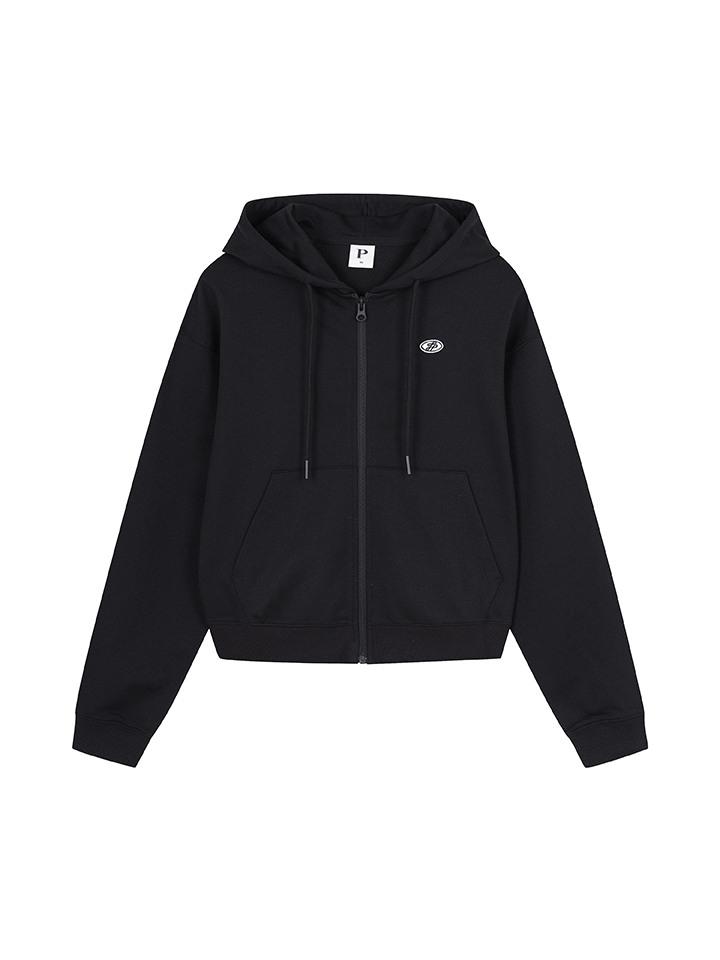 Polhaem Women'S) Cool Terry Crop Embroidered Zip-Up Hoodie_Phf2Tc2210