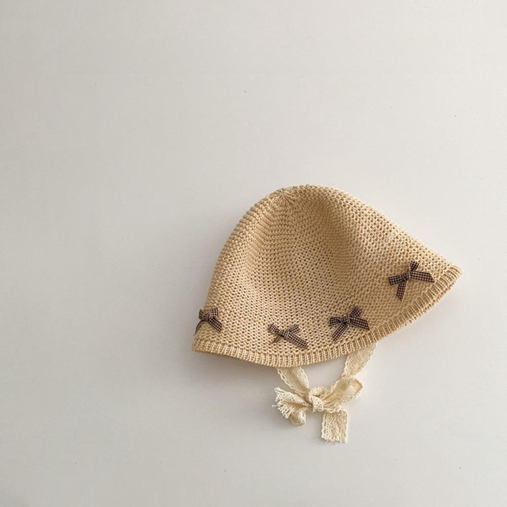 Beach Lace Straw Hat Bow Children Panama Caps Korean Baby Straw Hat  for Kids