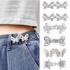 2Piece Jeans Waist Tightener Adjuster Kit, Effortless No Sew Tightening, Silver Adjustable Buttons Fit On Loose Jeans & Pants