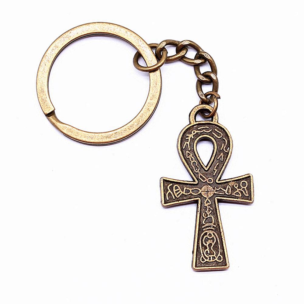 Portachiavi con Ciondolo Croce Ankh Amuleto Egiziano Portachiavi Anello 28mm