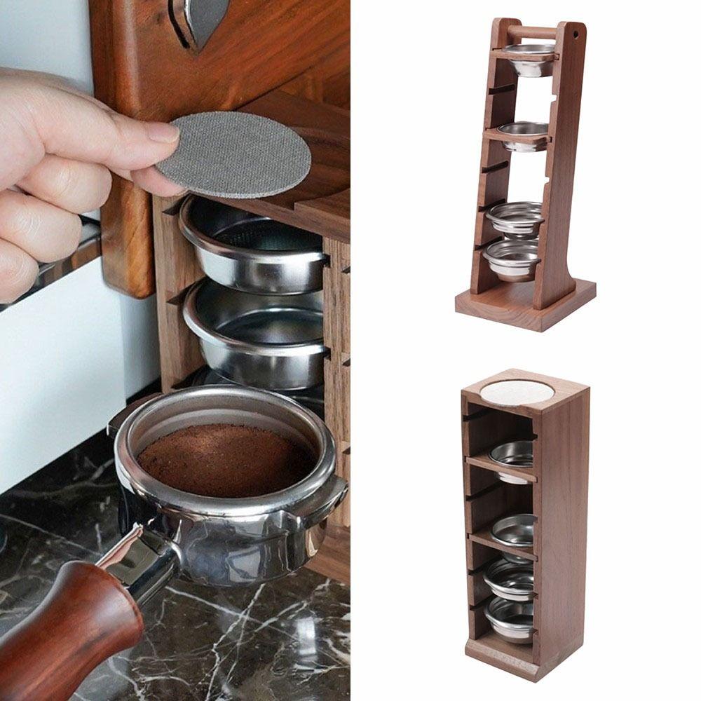 Wooden Coffee Bowl Filter Storage Rack Walnut Barista Tools  Cafe Supplies