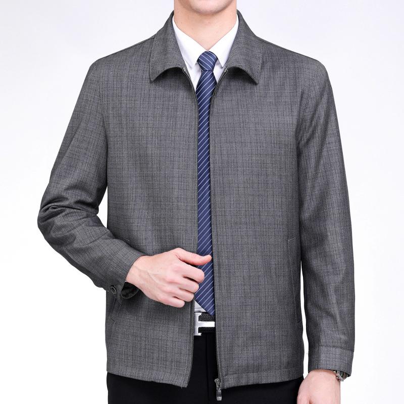 

Мужской шерстяной пиджак с лацканами - Весенне-осенний деловой кэжуал, Свободный крой для среднего возраста, Не требующее глажки пальто 4X-Large