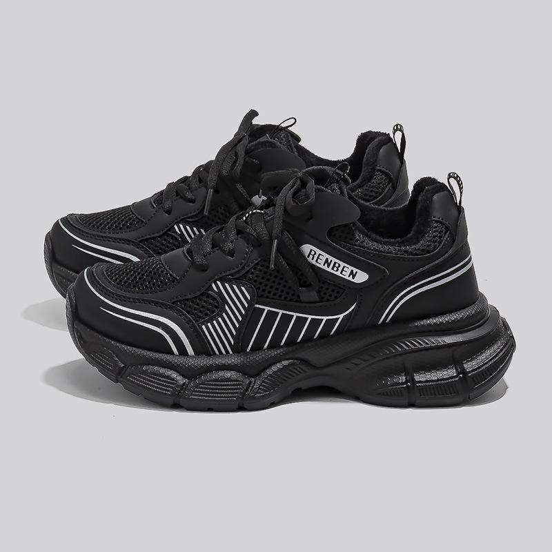 Purple dad shoes children's winter velvet versatile student platform casual sports running shoes warm cotton shoes 7