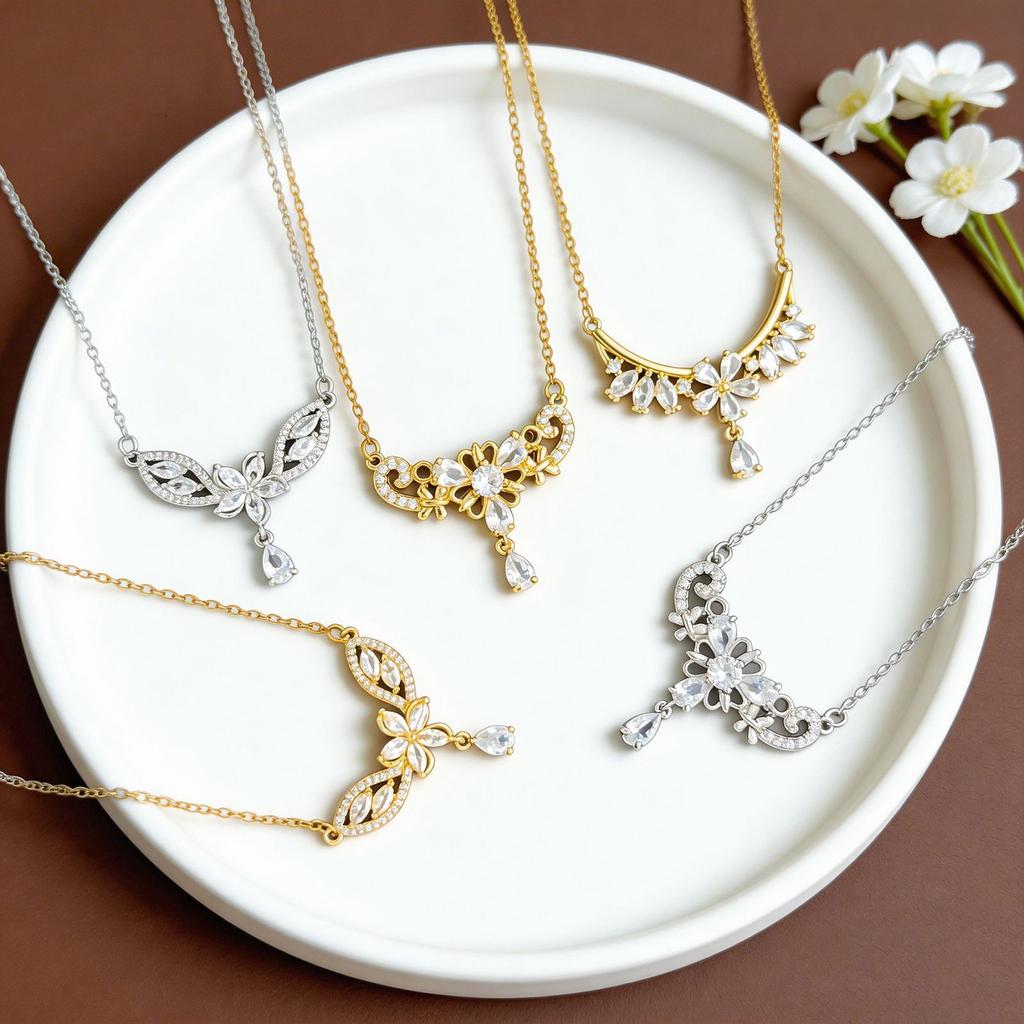 New Style Small Flower-shaped Drop Necklace for Women, V-shaped Neck Chain, Exquisite and High-end Accessory