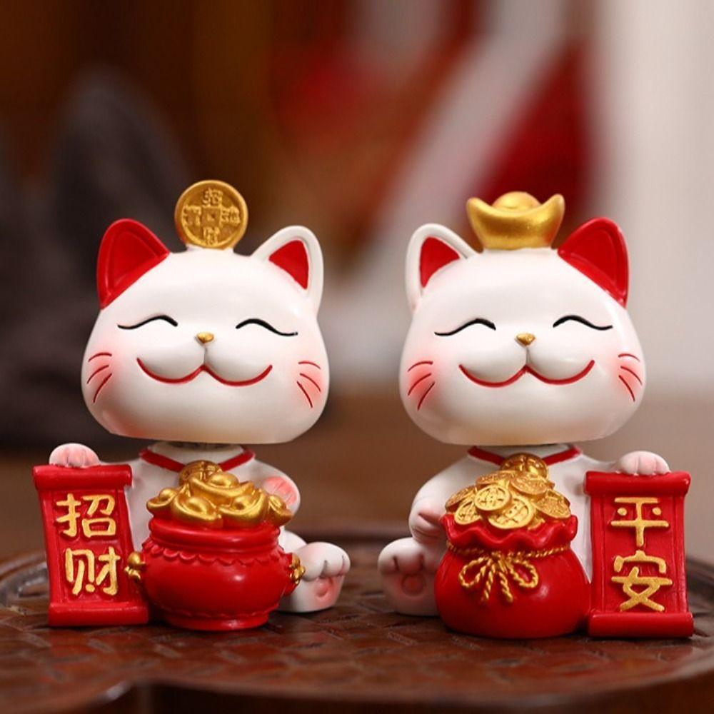 Japanese Lucky Cat Figurines Creative Car Ornaments Gifts Auto Interior Ornament  Office
