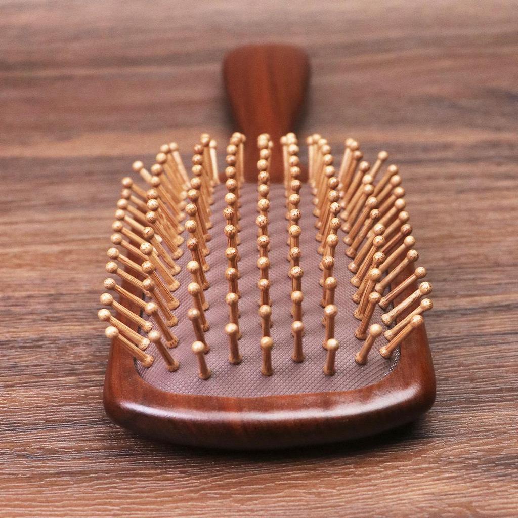 Sandalwood Air Cushion Oval Comb - Solid Wood Fluffy Hairbrush for Head Meridian Massage