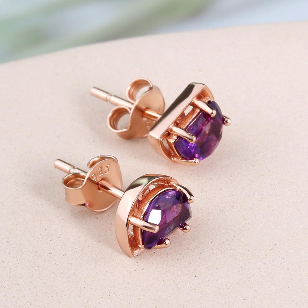 Cercei din argint 925 în formă de lună, special drăguț, tăiat cu ametist, pietre prețioase naturale, bijuterii fine pentru fete, cadou frumos