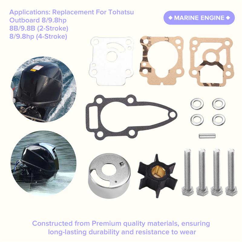 A58X-Water Pump Impeller Repair Kit 3B2873222M For Nissan Tohatsu Outboard Motor 8 9.8 Hp Marine Boat Engine Part 3B2-87322-2