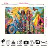 2D Flower Power Hippie Backdrop, 60s 70s Couple on Motorcycle Background for Themed Party