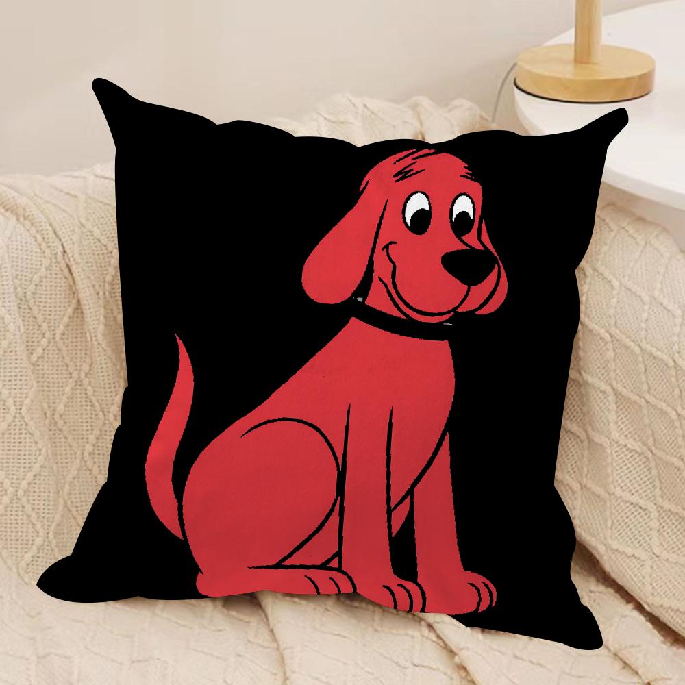 Clifford the Big Red Dog Cushion Cover Silky Short Plush DoubleSided Printed Pillow Case for Sofa All Seasons Home Decor Gift