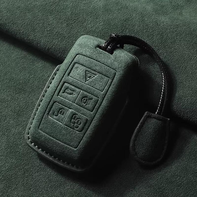 Suede Faux Leather Car Key Case Cover Protective for Jaguar XE XF XJ F-type F-pace E-pace Guitar Keychain Protector