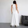 New Dress European and American Fashion Slim Slim Pleated Long Skirt Solid Color Women's Summer Dress Long Skirt