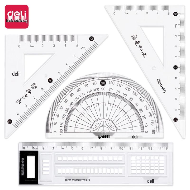 Deli Stationery 15cm Student Drawing Ruler Set