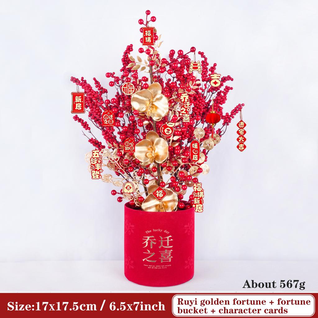 Uflower Lunar New Year Artificial flowers 2026 New Year Artificial Red Fruit Berry Pot Wedding Party Home Room Decorations