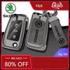 Car Sticker 2025 New Car TPU Zinc Alloy Key Case Bag For Skoda Octavia 2 3 A5 A7 Fabia Superb Kodiaq Karoq Car Key Chain Metal K