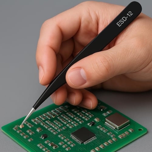 XSAJU 11-Piece Precision Tweezers Set with Storage Case, Stainless Steel ESD Tweezers, Anti-Static, for Precision Instruments