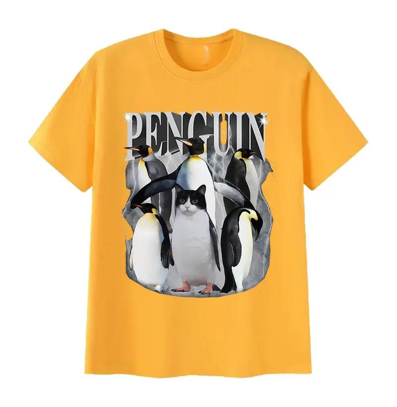 Cute Penguin Funny Meme T Shirt Unisex Women Vintage Fashion High Quality Cotton Tshirts Tops Casual Clothing Short Sleeve Tshirt