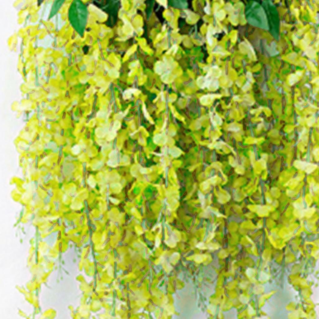 Simulated 6 Leaves Wisteria Decoration Silk Flower Artificial Faux Indoor Vine Wisteria Ornament for Home Green