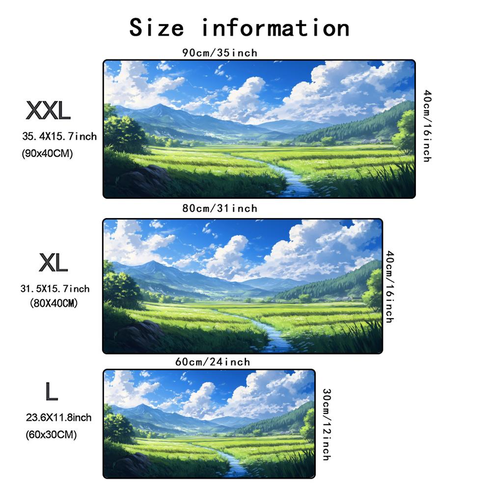 Cartoon Landscape Large Mouse Pad Non-Slip Rubber XXL Desk Mat Locking Edge HD Printing for Gamer Office Accessories 900X400mm