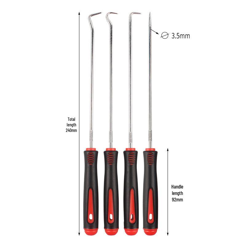 Extended Length Car Seal Hook & Screwdriver Set - 4 Pieces for Tire Repair and Sealing Ring Removal