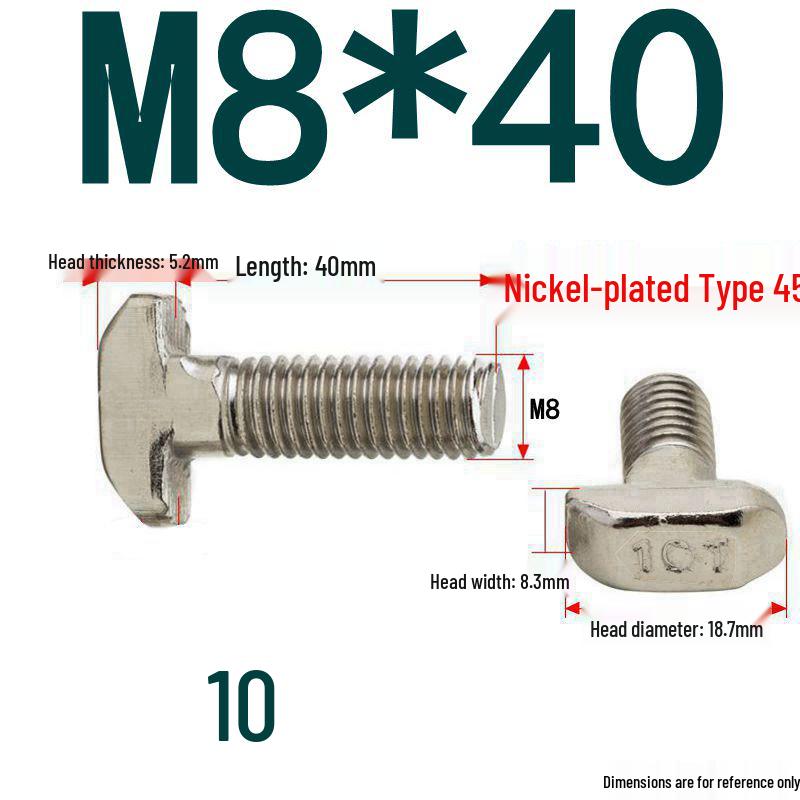 304 Stainless Steel T-Slot T-Head Bolt for Aluminum Profiles (20/30/40/45)