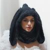 Cute Bunny Ear Balaclava Knit Warm Hooded Scarf Beanie Hat Crochet Skull Cap Collar Neck Cover Pullover Ski Mask Slouchy Hat