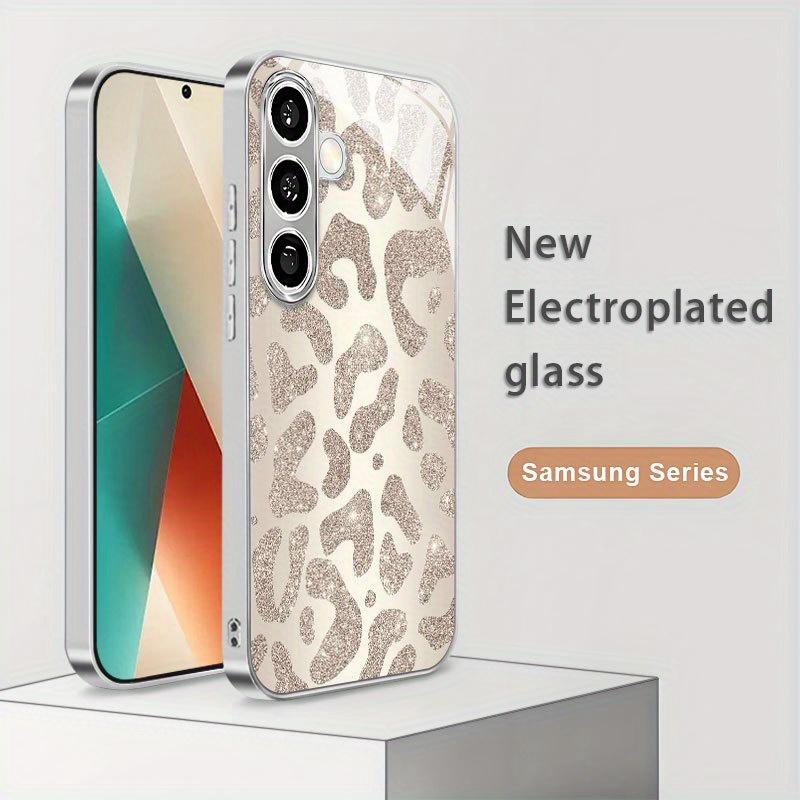 Gold Leopard Pattern Glass Phone Case for Samsung Galaxy S26 S25 S24 S23 S22 S21 S20 FE Ultra Plus 5G Anti-fall Back Cover