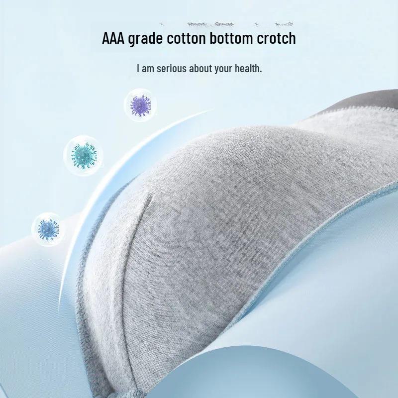 Men's Antibacterial Ice Silk Seamless Breathable Boxers with Cotton Crotch