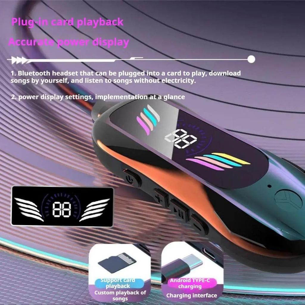 Sports Car Shape Stereo Sound Neckband LED Display Wireless Bluetooth Headphones Magnetic In-ear Headsets Sports Gamer Earphones