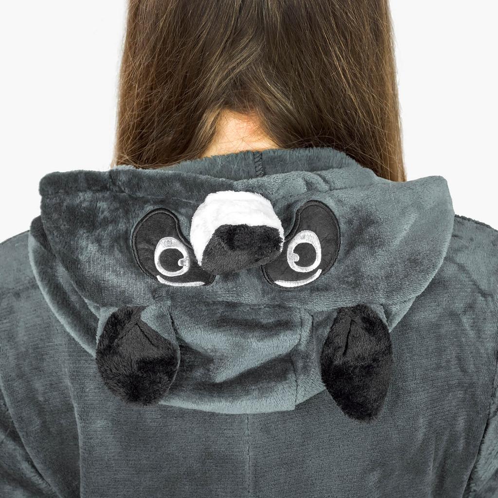 Warm men's kigurumi pajamas onesie raccoon one-piece zip-up s Gray raccoon Onesie Costume - S