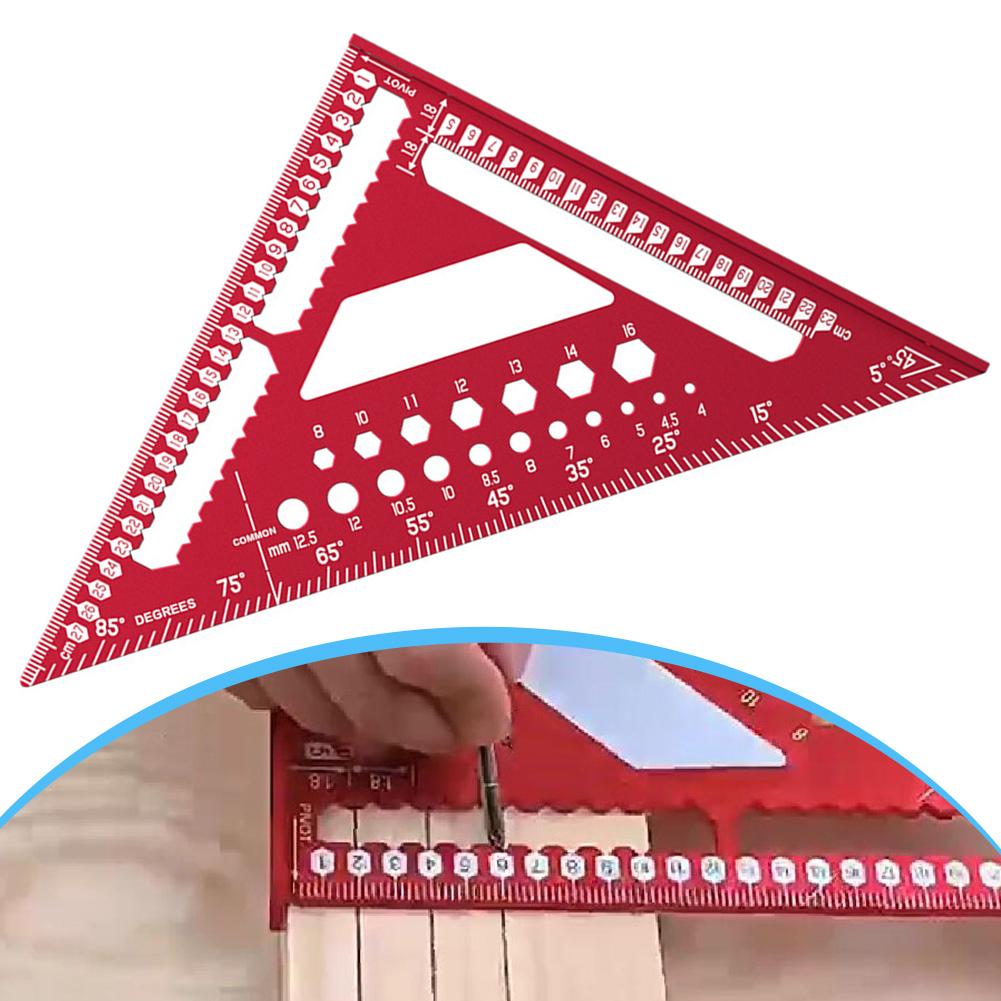 Aluminum 12in Woodworking Square Angle Measuring Tool with Dual Scale for Precision Marking and Angle Finding in Woodworking