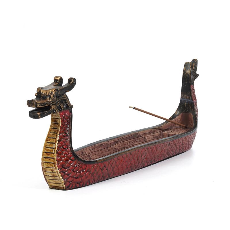 Chinese Retro Dragon Boat Incense Insert, Home Creative Incense Board Ornaments, Office Resin Decoration Crafts