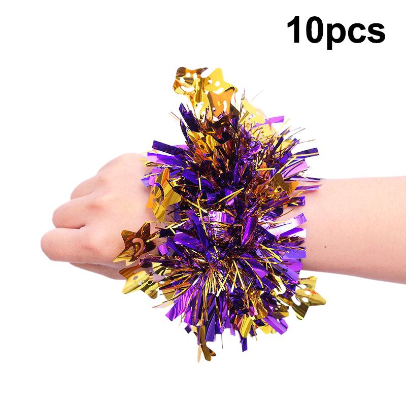 10 Stück Buntes Lametta Armband Elastisches Band Erwachsene Kinder Universal Tanzaufführung Requisite Cheerleading Team Lametta Armband