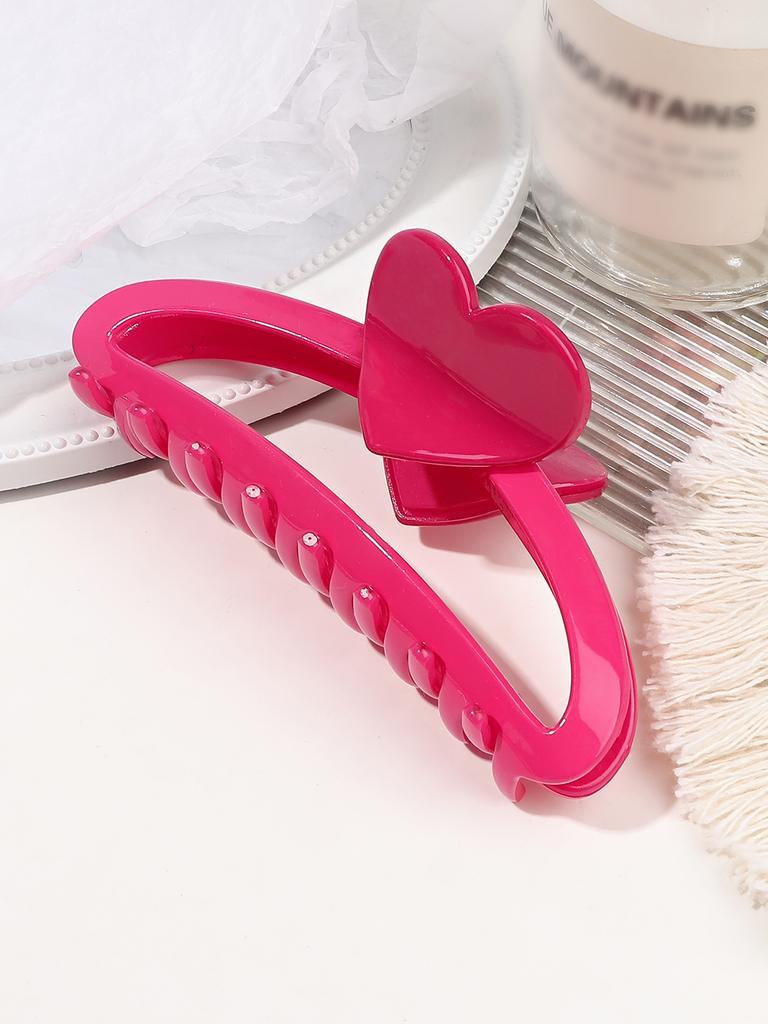 3 Pcs Valentine Pink Heart Hair Claw Clips for Curly Hair,French Fashion Hair Clamp Decorations Gift for Girls