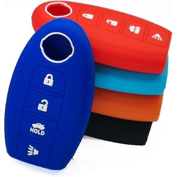 Sillicone Key fob Skin Key Cover Remote Case Protector Shell for Nissan Teana Murano Maxima Pathfinder Rogue Versa 370Z Sentra Altima Smart Remote 4