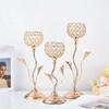 M-Modern-Gold Crystal Candle Holder, Small Vintage Candlestick Set For Table Centerpiece, L