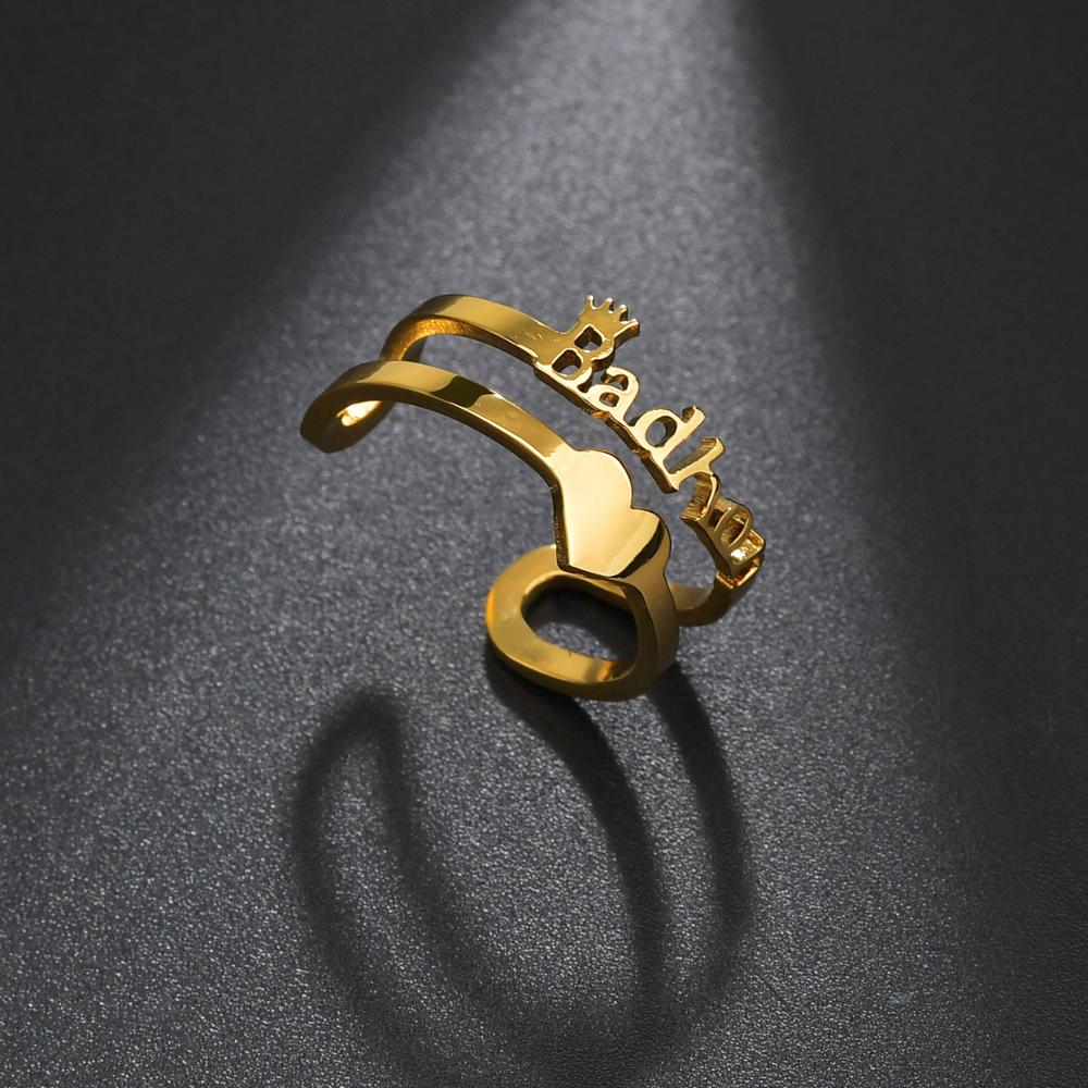 Atoztide Custom Name Ring Unique Personalized Charm Fashion Stainless Steel Letter Gold Color For Women Girlfriend Jewelry Gift