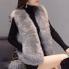 Haining winter imitation leather vest women's imitation leather jacket short vest fox fur vest thin