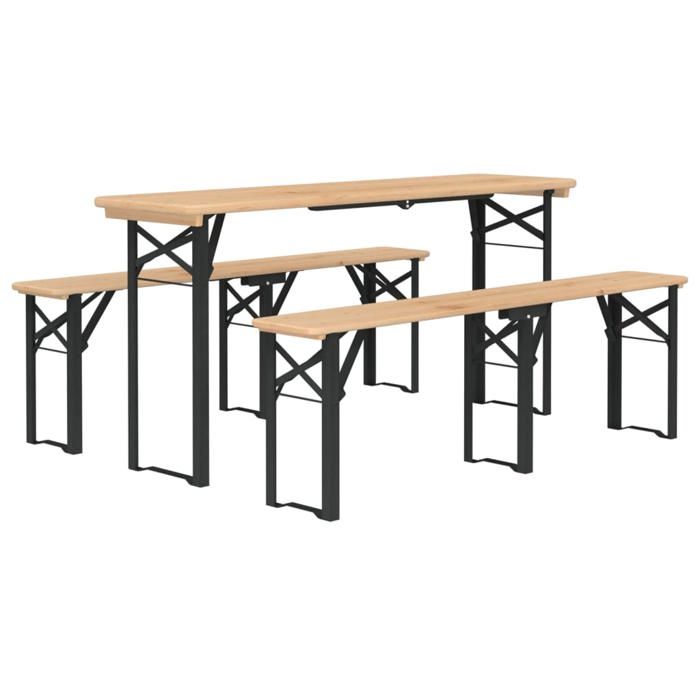 VidaXL Ensemble de tables à bière pliantes 3 pcs bois massif de sapin 363113