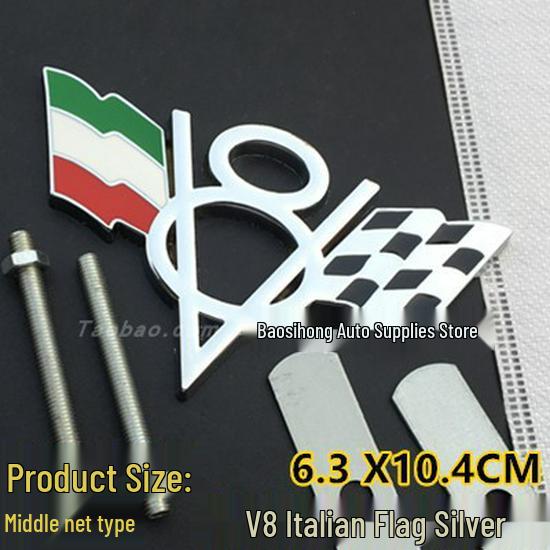 V8 Metal Car Decals for Chevrolet, Dodge, Jeep Tailgates - Includes American, German, British Flags