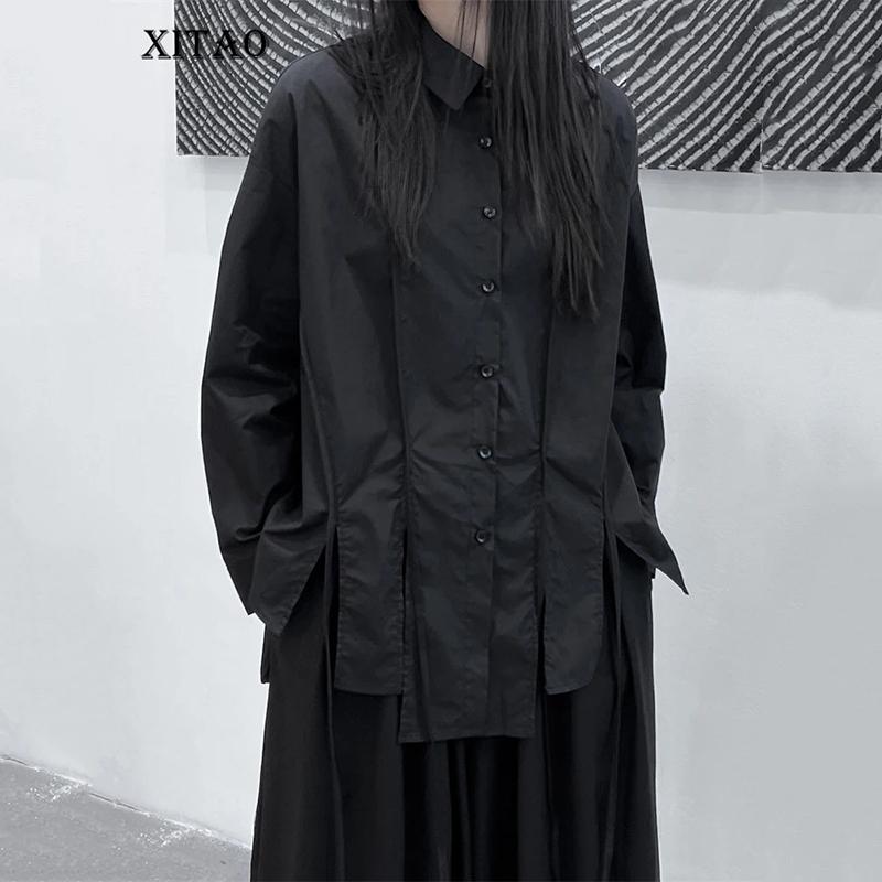 

XITAO Асимметричная повязка женская простая однобортная рубашка LYD1739