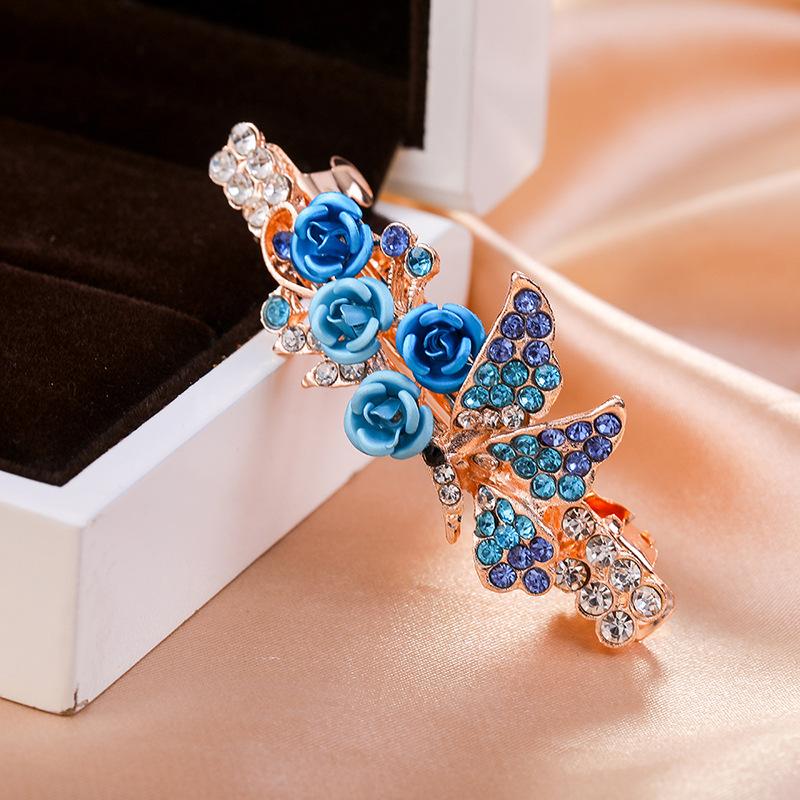 Moda donna Fiore Foglia Cristallo Pietra di cristallo Barrette per capelli Clip Forcina Gioielli Capelli Gingillo